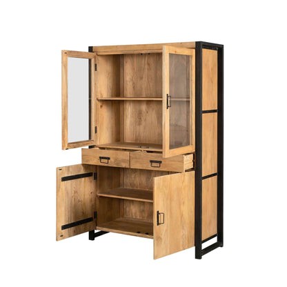 Vitrinekast Britt | 115 cm | Naturel Mangohout | NIEUW