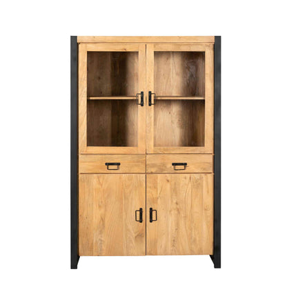 Vitrinekast Britt | 115 cm | Naturel Mangohout | NIEUW