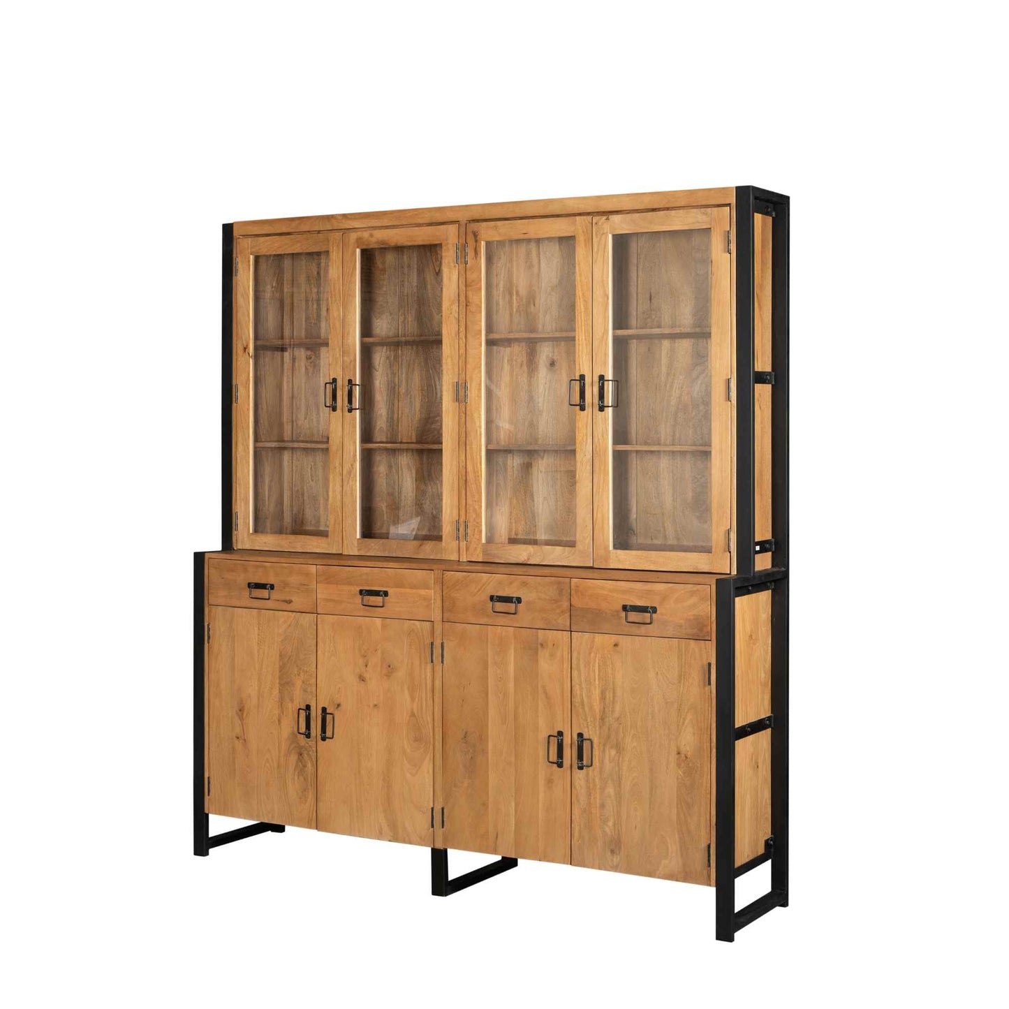 Vitrinekast Britt | 200 cm | Naturel Mangohout | NIEUW