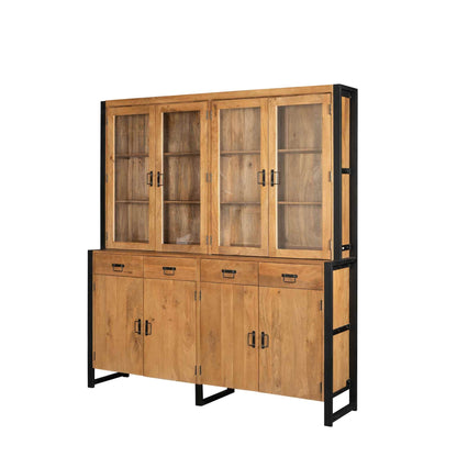 Vitrinekast Britt | 200 cm | Naturel Mangohout | NIEUW