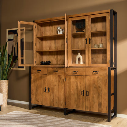 Vitrinekast Britt | 200 cm | Naturel Mangohout | NIEUW