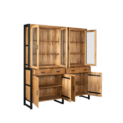 Vitrinekast Britt | 200 cm | Naturel Mangohout | NIEUW