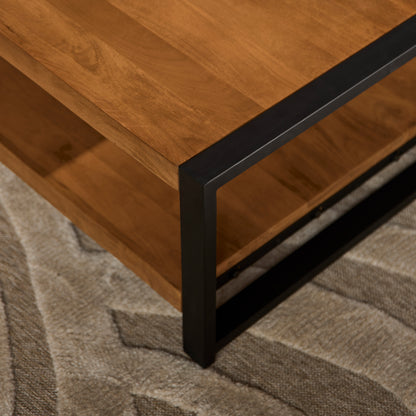 Salontafel Britt | Double Square | Warm Mangohout | Uitlopend — Detail