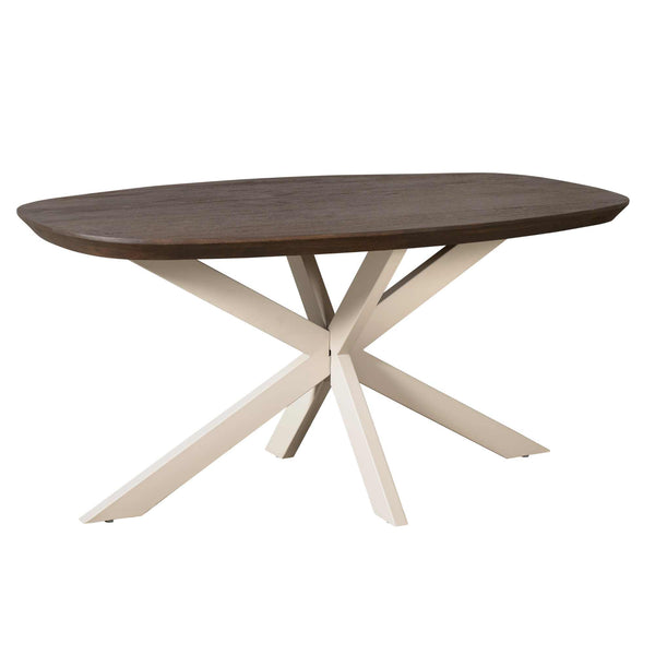 Eettafel Madison Brown | Deens Ovaal | Onderstel Sand | Magazijn leegverkoop — Vooraanzicht - witfoto