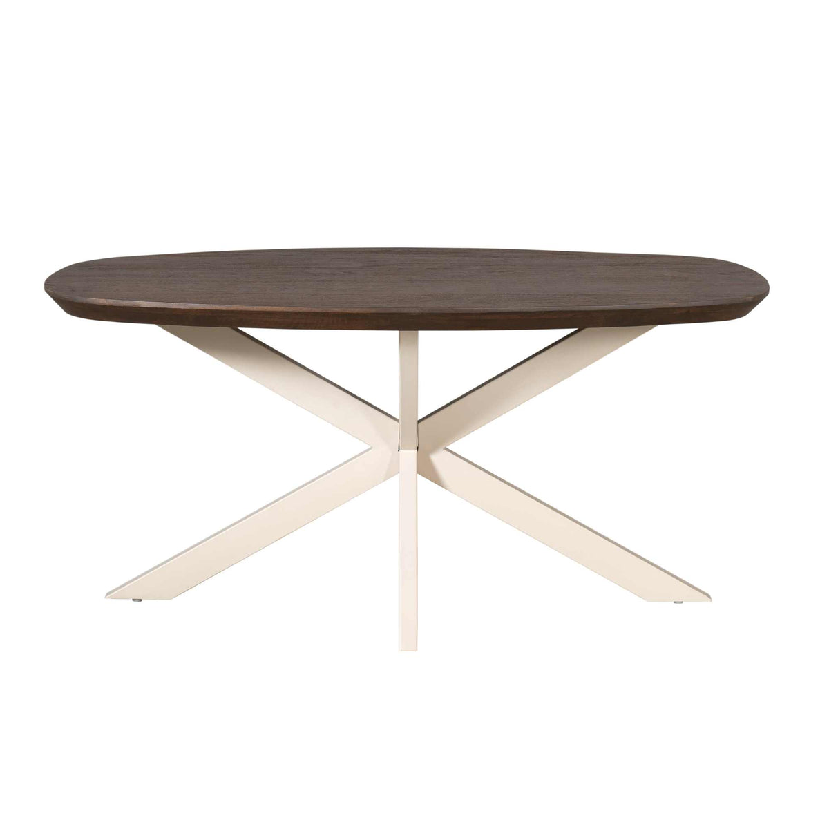 Eettafel Madison Brown | Deens Ovaal | Onderstel Sand | Magazijn leegverkoop — Zijaanzicht - witfoto