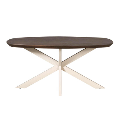Eettafel Madison Brown | Deens Ovaal | Onderstel Sand | Magazijn leegverkoop — Zijaanzicht - witfoto