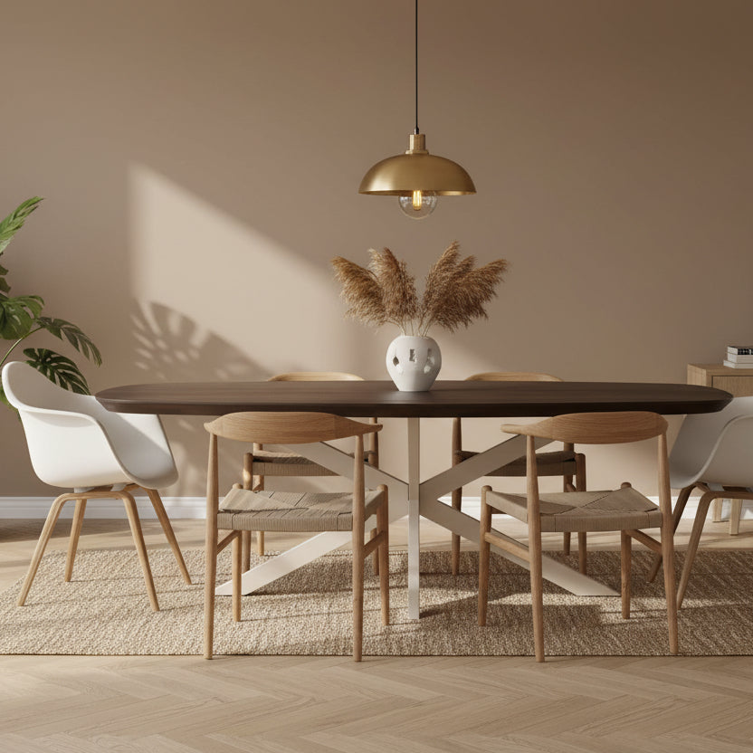 Eettafel Madison Brown | Deens Ovaal | Onderstel Sand