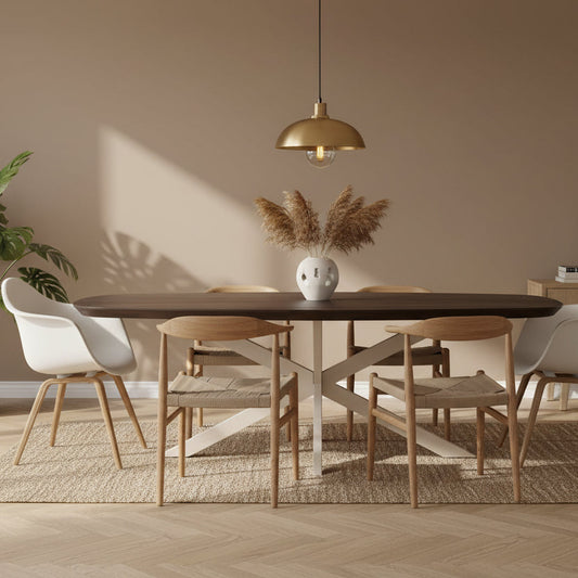 Eettafel Madison Brown | Deens Ovaal | Onderstel Sand