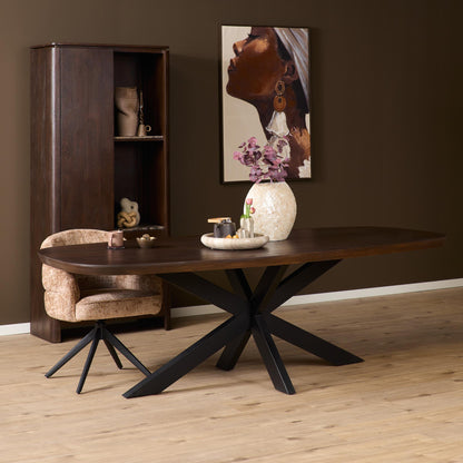 Eettafel Madison Brown | Deens Ovaal | Onderstel Zwart