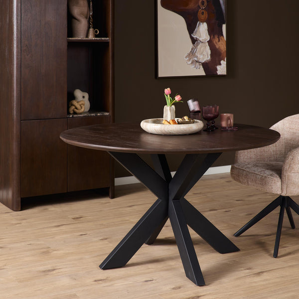 Eettafel Madison Brown | Rond | Zwart Onderstel