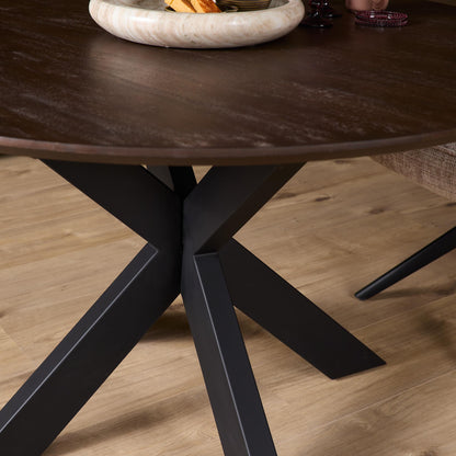 Eettafel Madison Brown | Rond | Zwart Onderstel