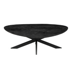 Salontafel Yara zwart mangohout, vooraanzicht op witte achtergrond