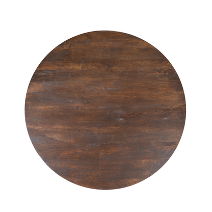 Eettafel Lima bruin mangohout, ø 150 cm, detail van het materiaal