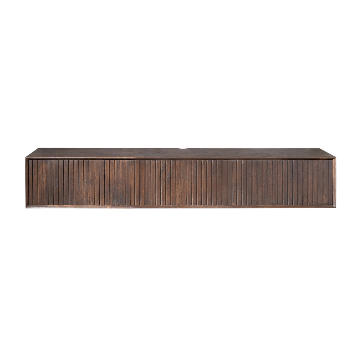 TV-Meubel Madison zwevend bruin mangohout, vooraanzicht op witte achtergrond