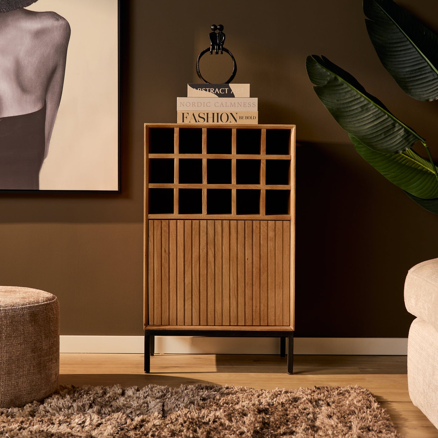 Wijnkast Madison | Naturel Mangohout