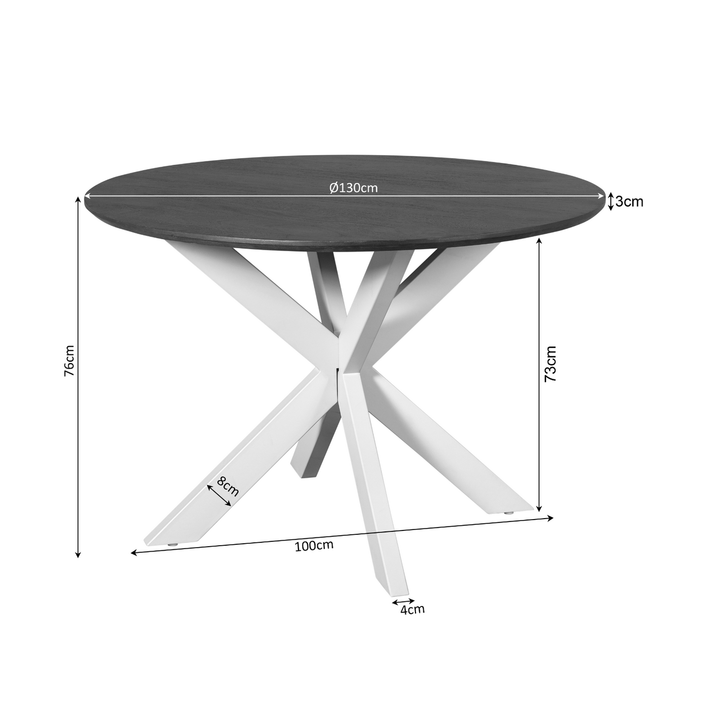 Eettafel Madison Naturel | Rond | Zwart Onderstel