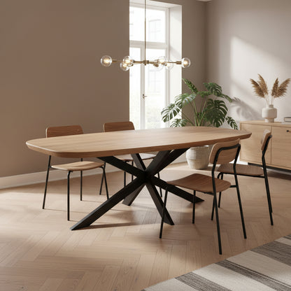 Eettafel Madison Naturel | Deens Ovaal | Onderstel Zwart