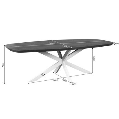 Eettafel Madison Naturel | Deens Ovaal | Onderstel Zwart — Maatvoering
