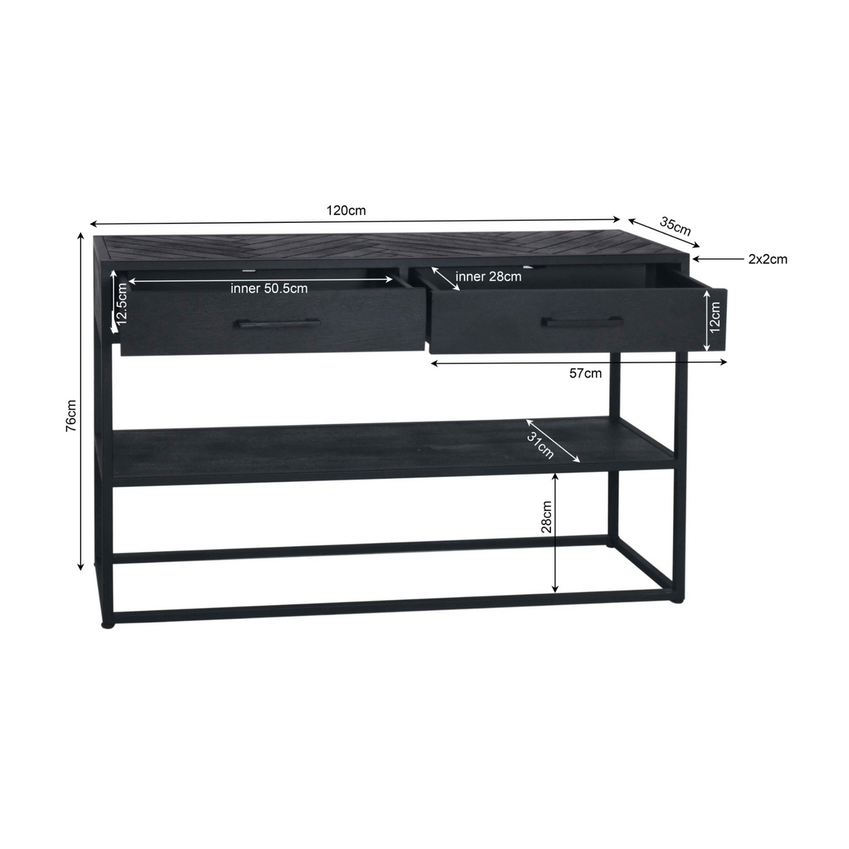 Sidetable Yara — Maatvoering