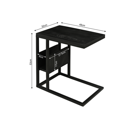 Laptoptafel Yara | Zwart Mangohout — Maatvoering
