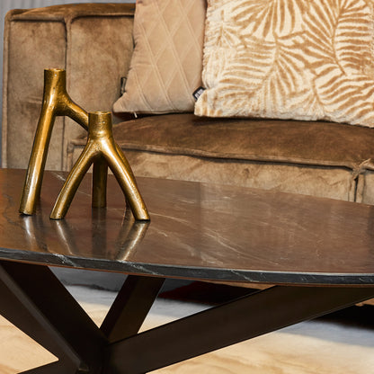 Salontafel Faye Zwart Marmer, detail van het materiaal