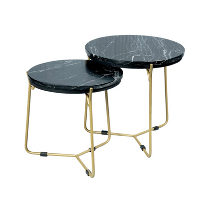 Salontafel set Caly | Zwart Marmer — Zijaanzicht - witfoto