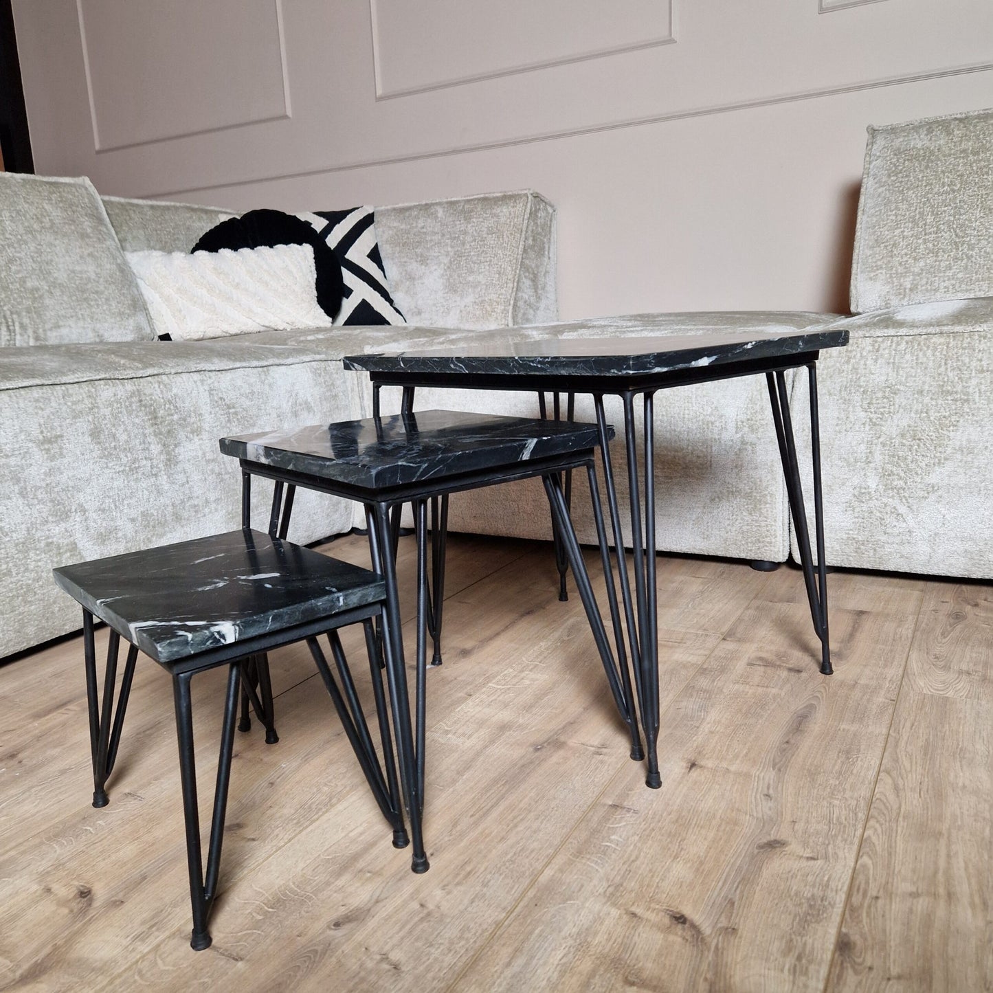 Salontafel Jala | Set van 3 | Zwart Marmer