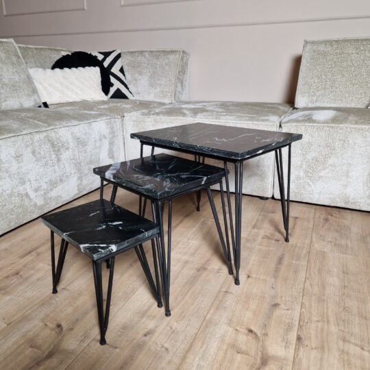 Salontafel Jala | Set van 3 | Zwart Marmer