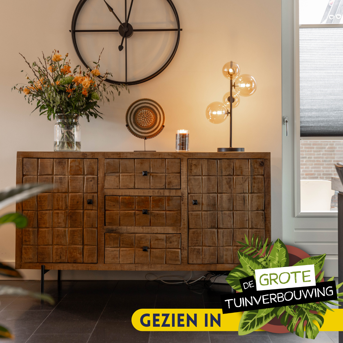 Dressoir Brandy, vooraanzicht in een interieur