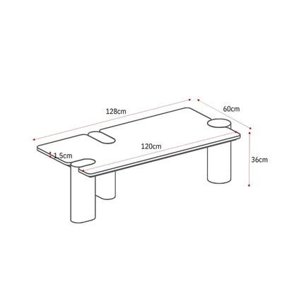 Salontafel Maeve bruin mangohout, maatvoering met afmetingen