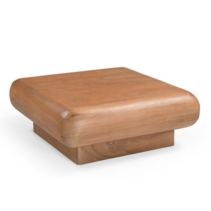 Salontafel Fedde naturel mangohout 80 cm, zijaanzicht op witte achtergrond