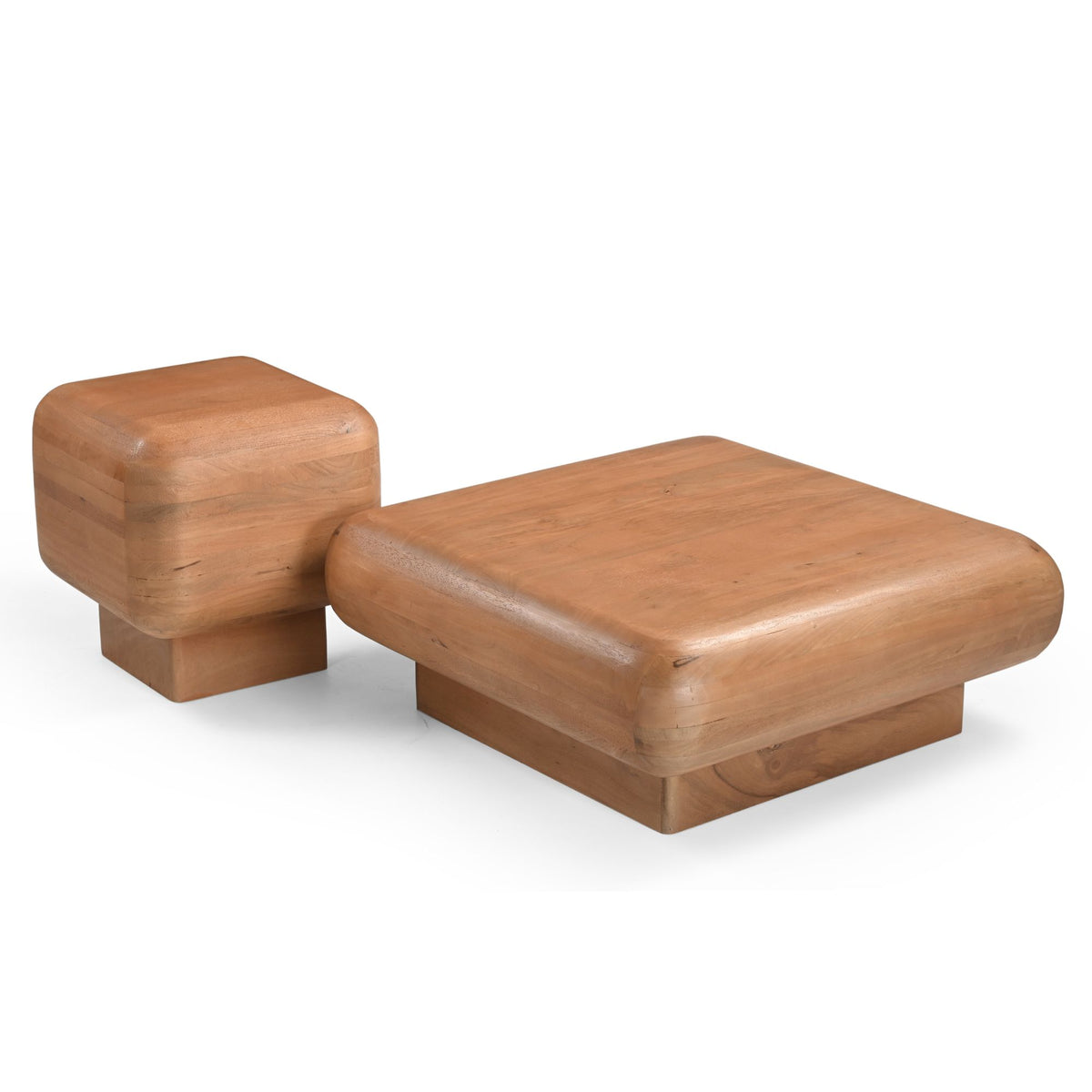 Salontafel Fedde naturel mangohout 80 cm, vooraanzicht op witte achtergrond