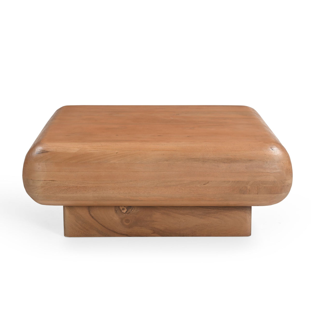 Salontafel Fedde naturel mangohout 80 cm, vooraanzicht op witte achtergrond