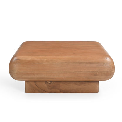Salontafel Fedde naturel mangohout 80 cm, vooraanzicht op witte achtergrond