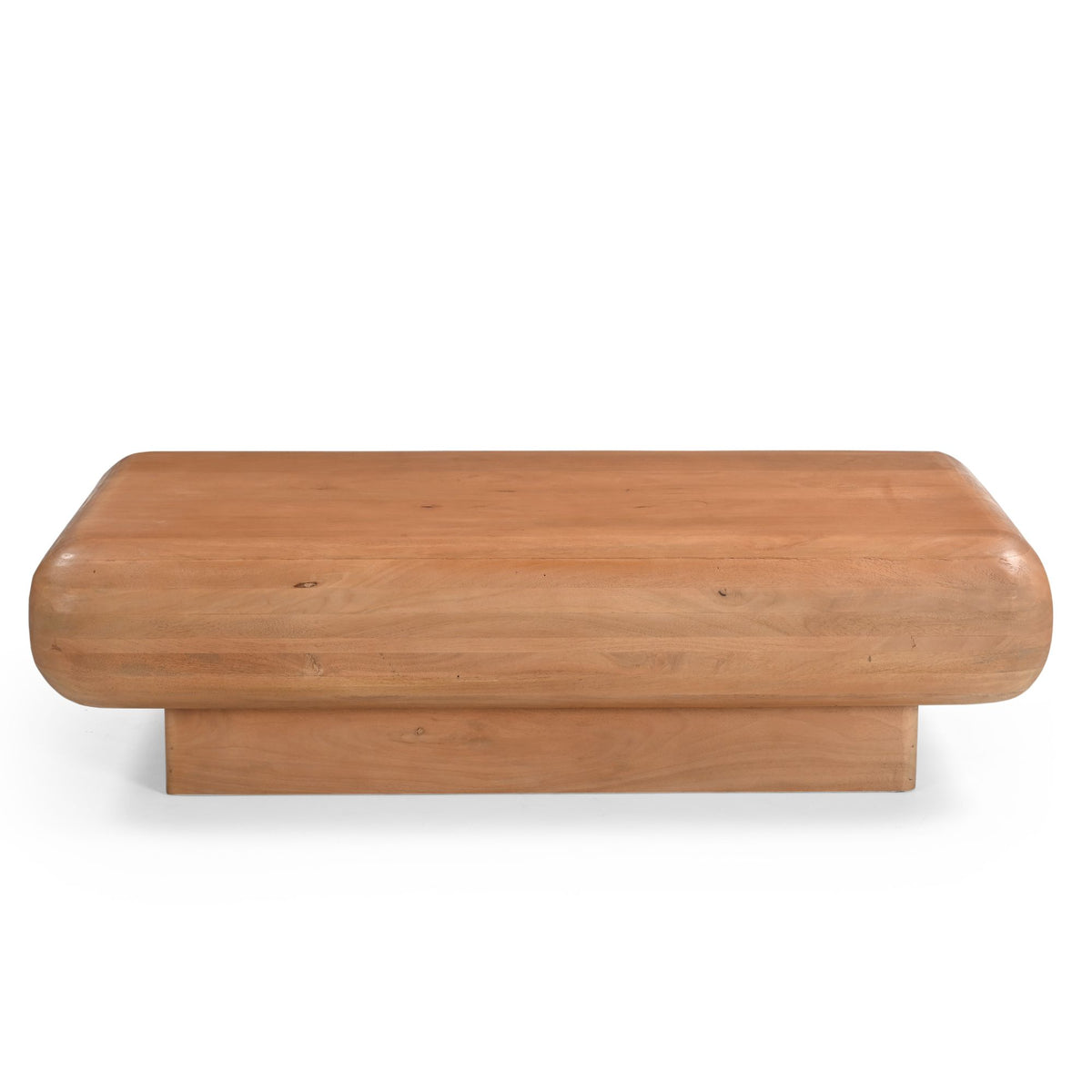 Salontafel Fedde naturel mangohout 120 cm, vooraanzicht op witte achtergrond