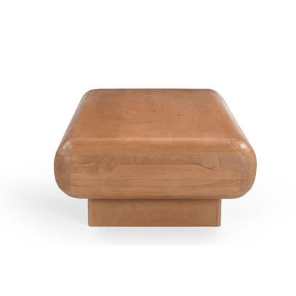 Salontafel Fedde naturel mangohout 120 cm, zijaanzicht op witte achtergrond
