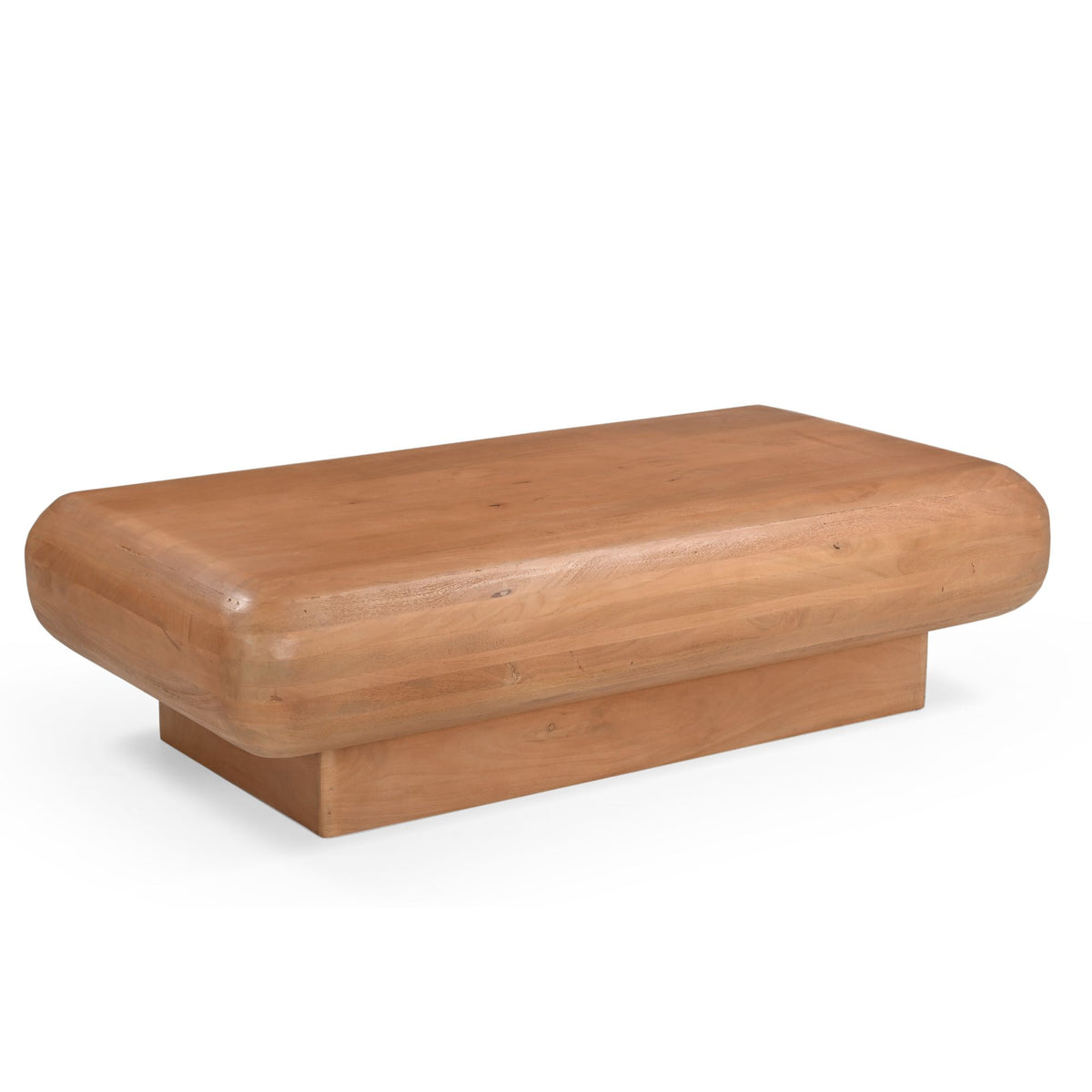 Salontafel Fedde naturel mangohout 120 cm, vooraanzicht op witte achtergrond