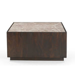 Salontafel Moos bruin mangohout, vooraanzicht op witte achtergrond
