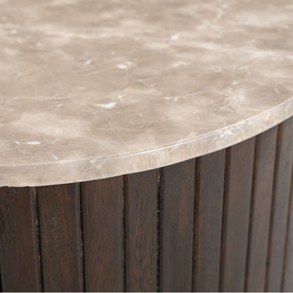 Salontafel Nomi bruin marmer 84 cm, detail van het materiaal