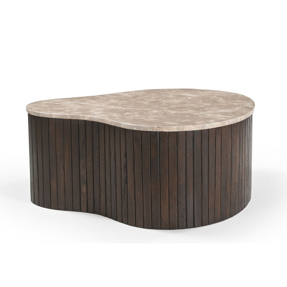 Salontafel Nomi bruin marmer 84 cm, vooraanzicht op witte achtergrond