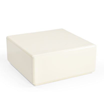 Salontafel Elias wit mdf 60 cm, vooraanzicht op witte achtergrond
