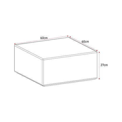 Salontafel Elias wit mdf 60 cm, maatvoering met afmetingen