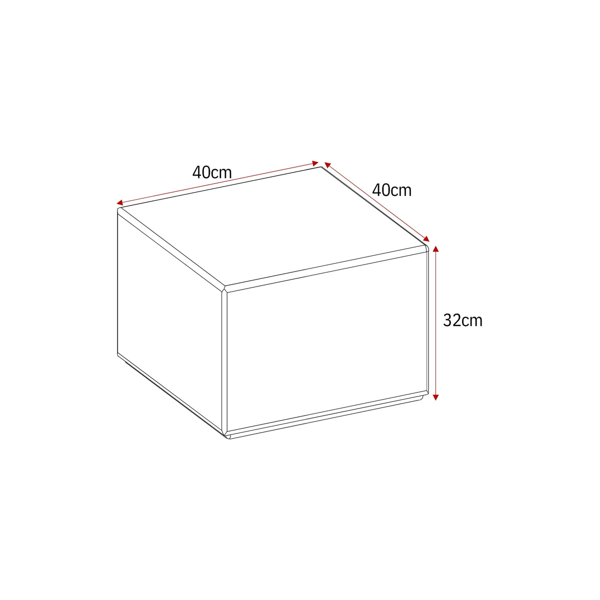 Salontafel Elias bruin mdf 40 cm, maatvoering met afmetingen