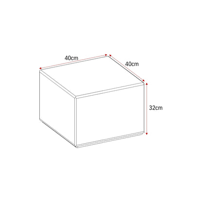 Salontafel Elias bruin mdf 40 cm, maatvoering met afmetingen