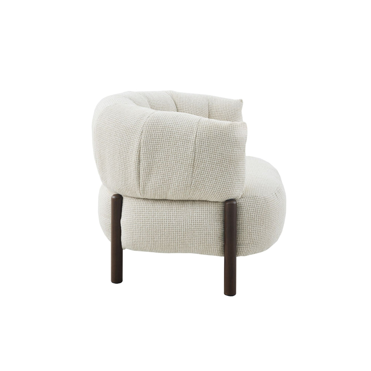 Fauteuil Feda beige stof, zijaanzicht op witte achtergrond