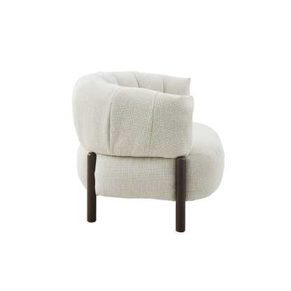 Fauteuil Feda beige stof, zijaanzicht op witte achtergrond