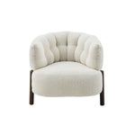 Fauteuil Feda beige stof, vooraanzicht op witte achtergrond