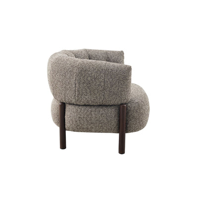 Fauteuil Feda bruin stof, zijaanzicht op witte achtergrond