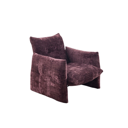 Fauteuil Lois roze stof, zijaanzicht op witte achtergrond