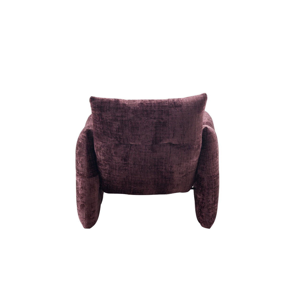 Fauteuil Lois roze stof, achteraanzicht op witte achtergrond